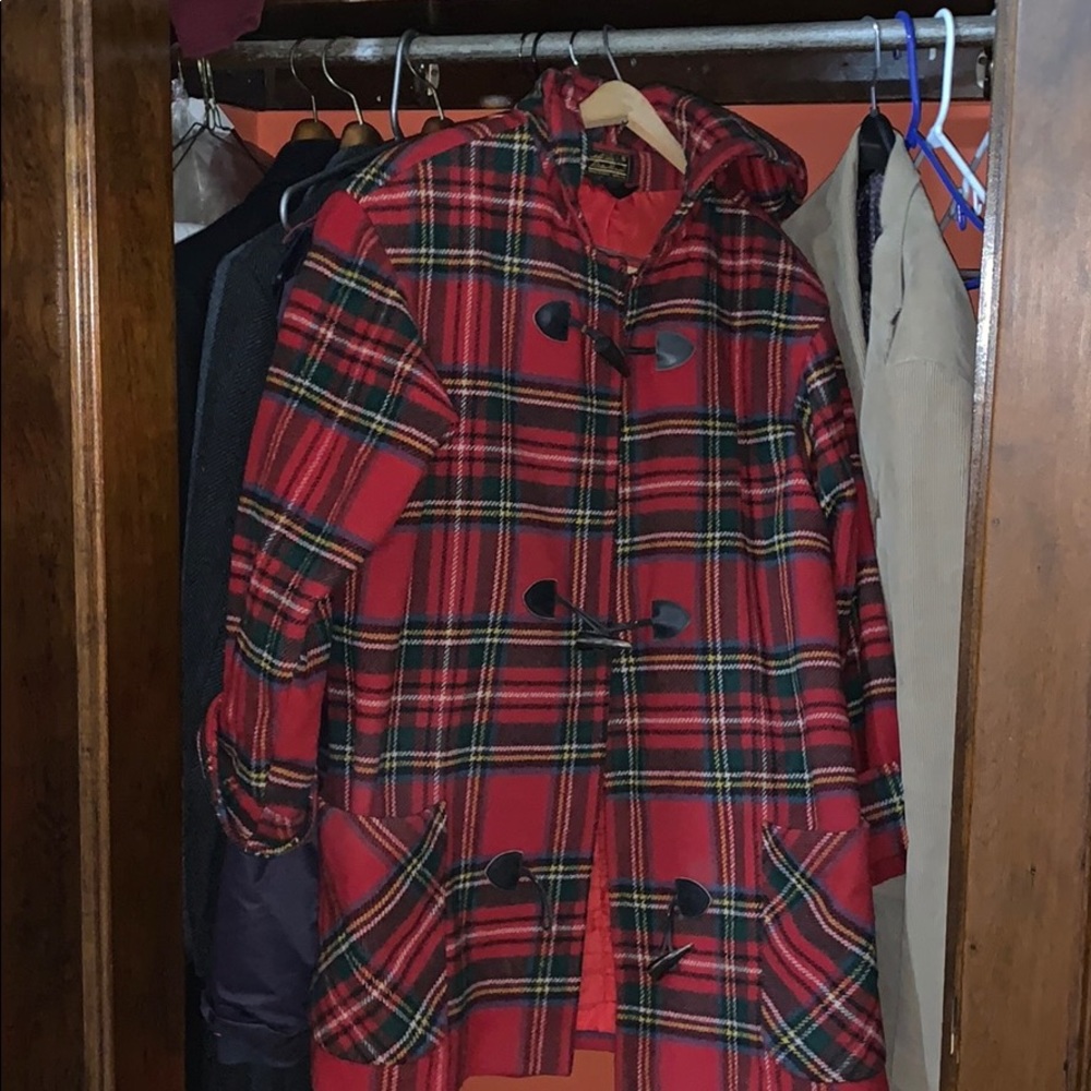 Women’s Vintage Eddie Bauer Red Plaid Duffle Coat